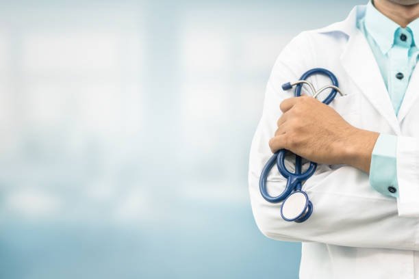 doctor in hospital background with copy space. healthcare and medical concept.